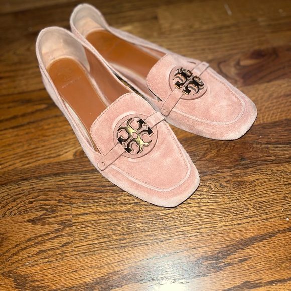 Tory Burch Pink Suede Loafers - Picture 1 of 8